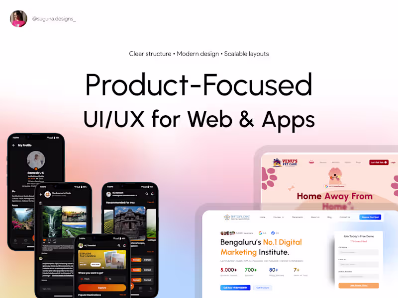 Cover image for I will design clean and high converting web app UI UX