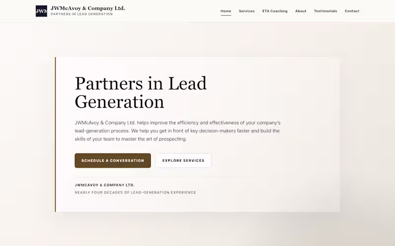 Cover image for JW McAvoy & Company Website
