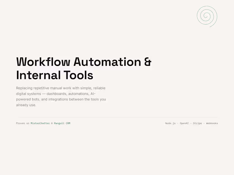 Cover image for Workflow Automation & Internal Tools