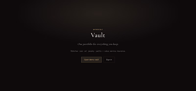 Cover image for Webdesly Vault — Luxury Asset Portfolio