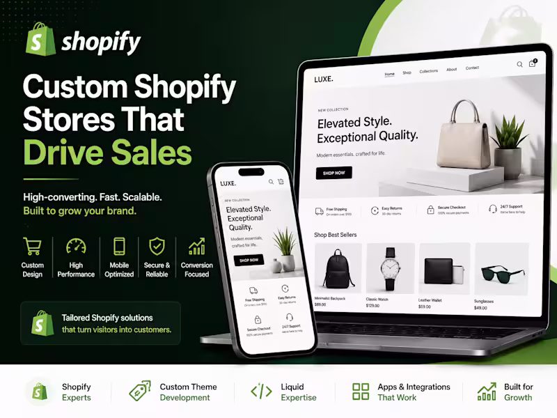 Cover image for Custom Shopify Store Design & Development