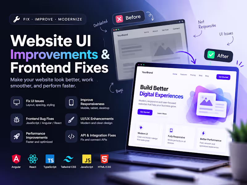 Cover image for I will fix, improve, and modernize your website frontend