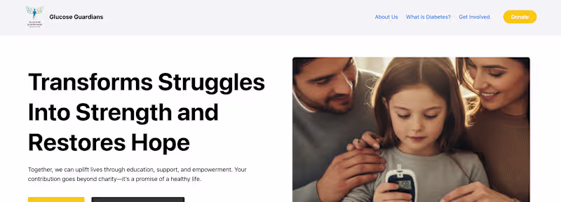 Cover image for Glucose Guardian – NGO Website for Diabetes Awareness & Support