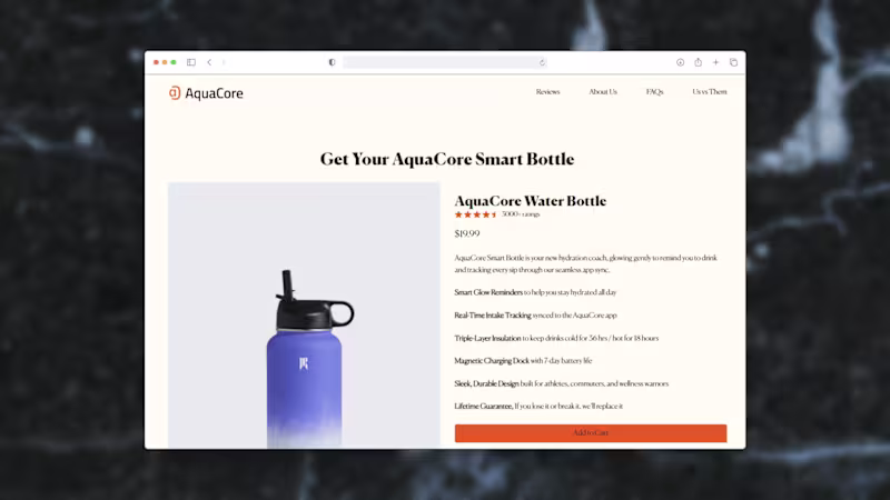 Cover image for AquaCore Product Page Design and Build in PageDeck