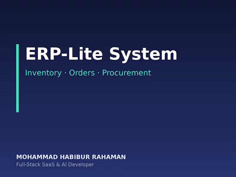 Cover image for ERP-Lite: Inventory, Orders & Procurement System