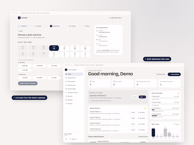 Cover image for Next.js website with bookings, accounts or tools