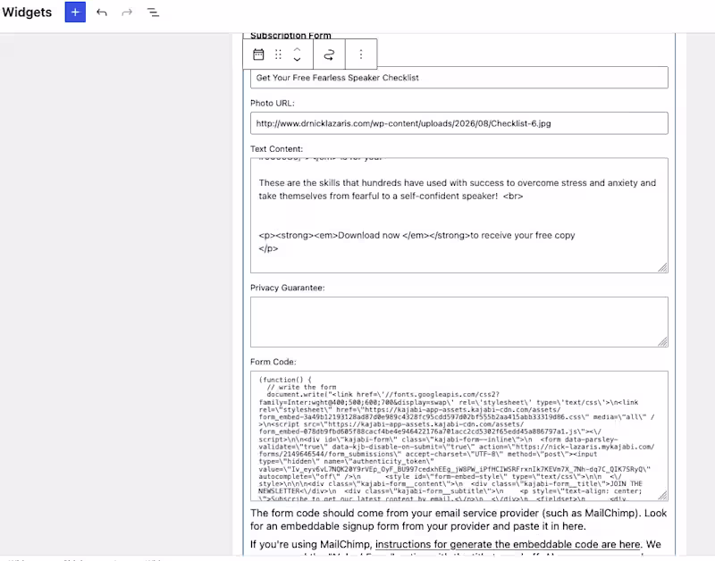 Cover image for form code embedded