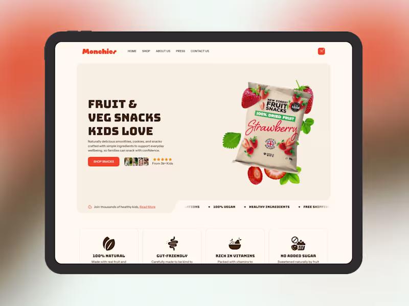 Cover image for Monchies: eCommerce Template for Kids' Food Brands