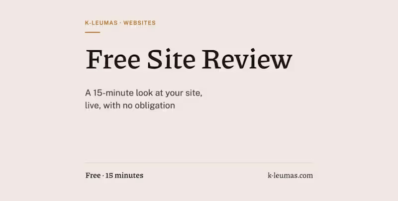 Cover image for Free 15-Minute Site Review: a quick, honest look at your site