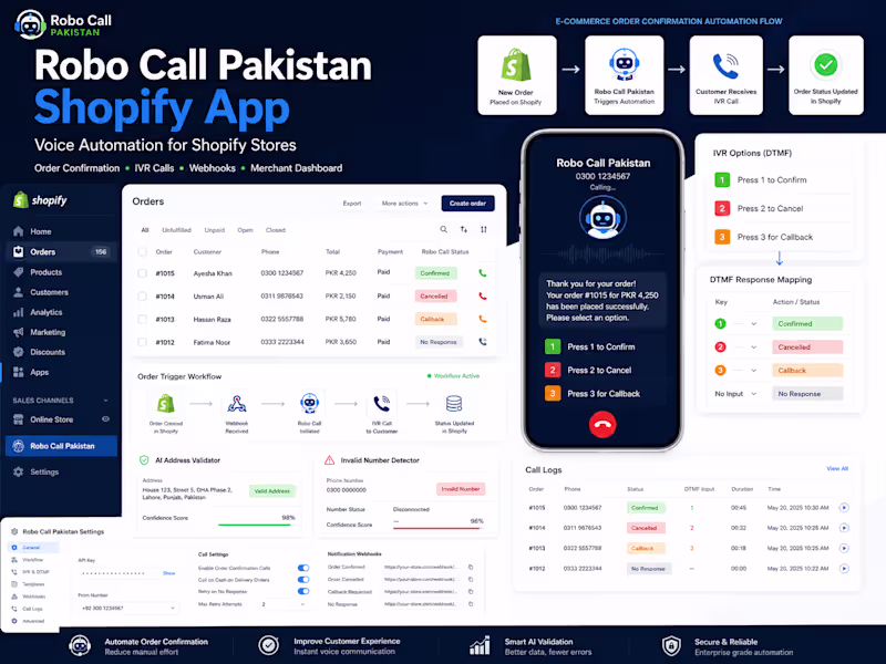 Cover image for Robo Call Pakistan Shopify App
Developed