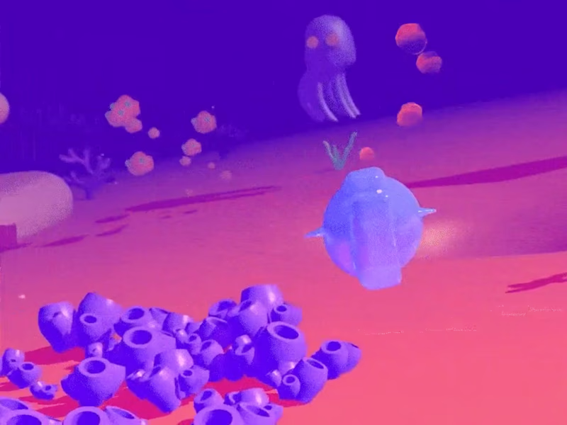Cover image for Underwater world, a 3D game concept in Cinema 4D and Spline