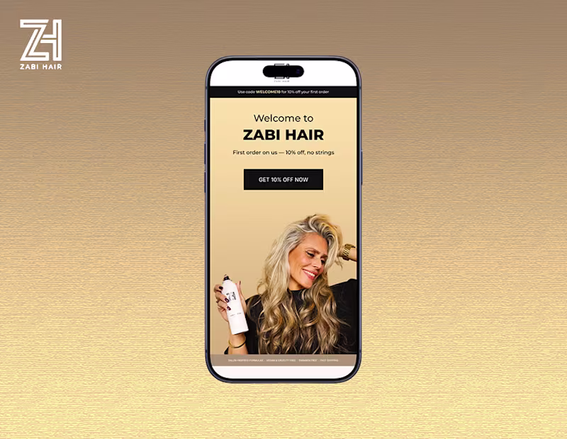 Cover image for Zabi Hair Welcome Email Trust Concept