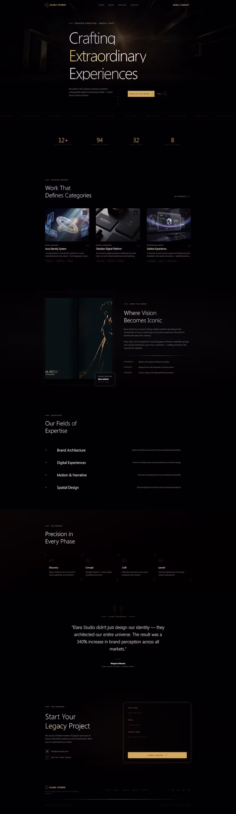 Cover image for Elara Studio Creative Agency Website