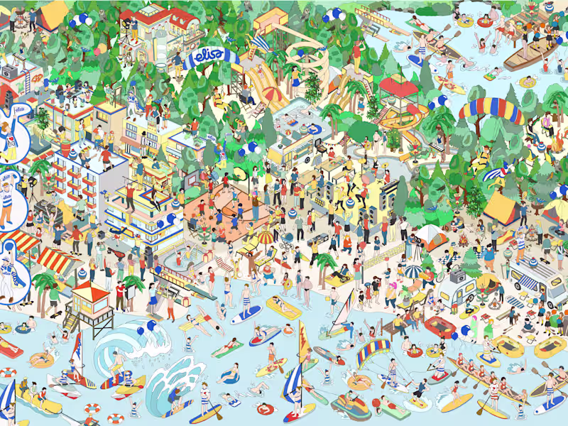 Cover image for 
Illustration (Where's Waldo Style) for Elisa - Summer Loyalty 