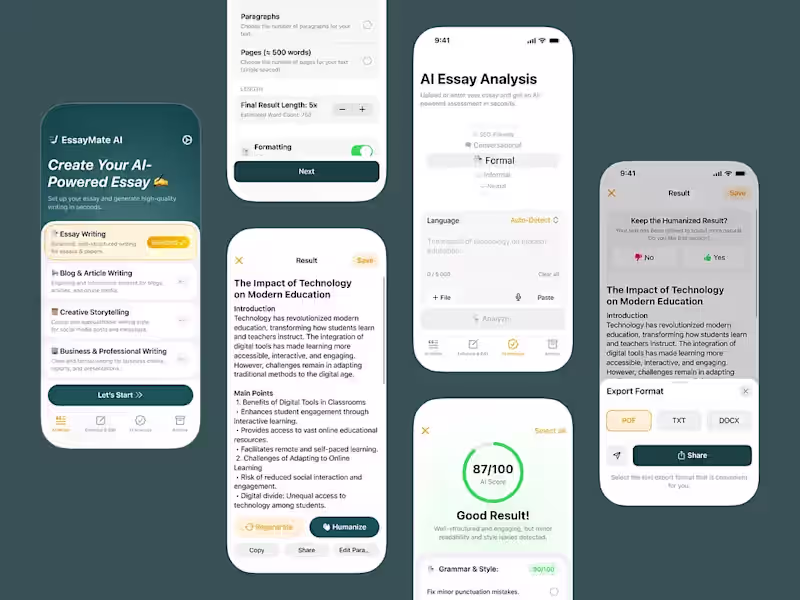 Cover image for AI Essay Writer App Interface
