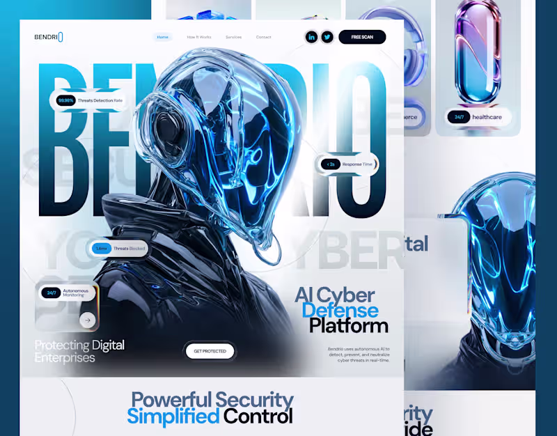 Cover image for Bendrio - Cyber Security website design, landing page