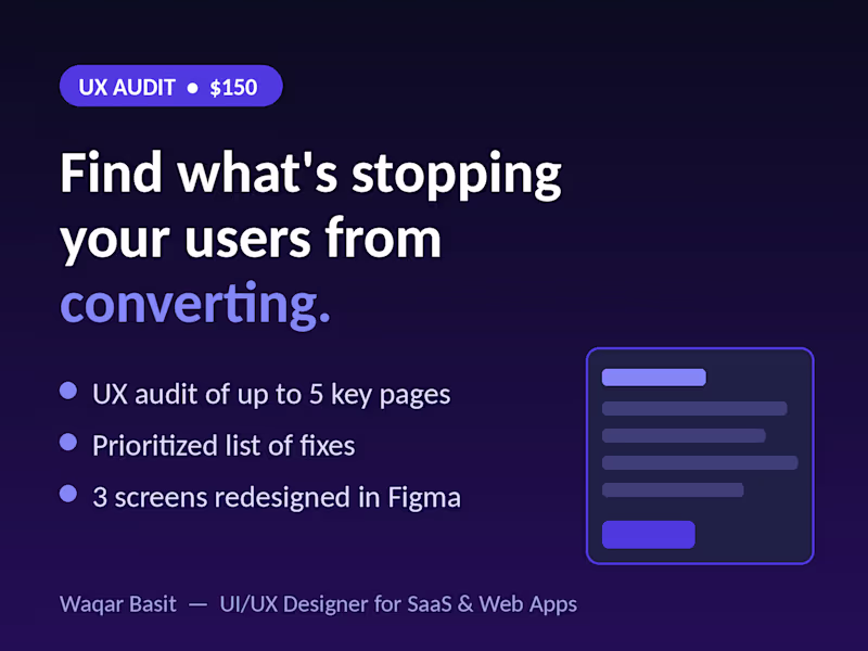 Cover image for UX Audit + 3 Redesigned Screens for Your SaaS or Website