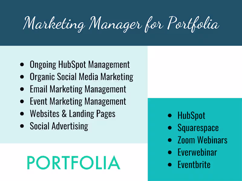 Cover image for Marketing Manager for Portfolia