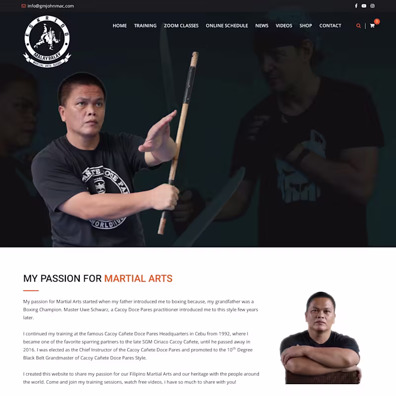 Cover image for Martial Arts Training Website