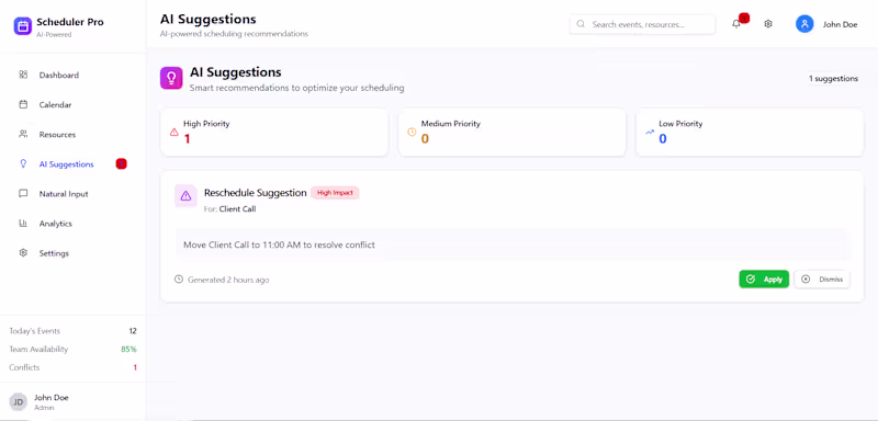 Cover image for Scheduler Pro - AI-Powered Team Scheduling Application