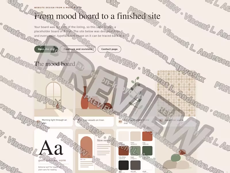 Cover image for Mood board to website: design and revision round