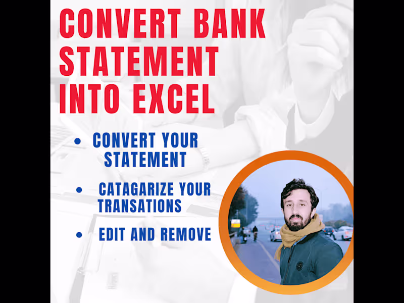 Cover image for Convert of Bank Statement into Excel