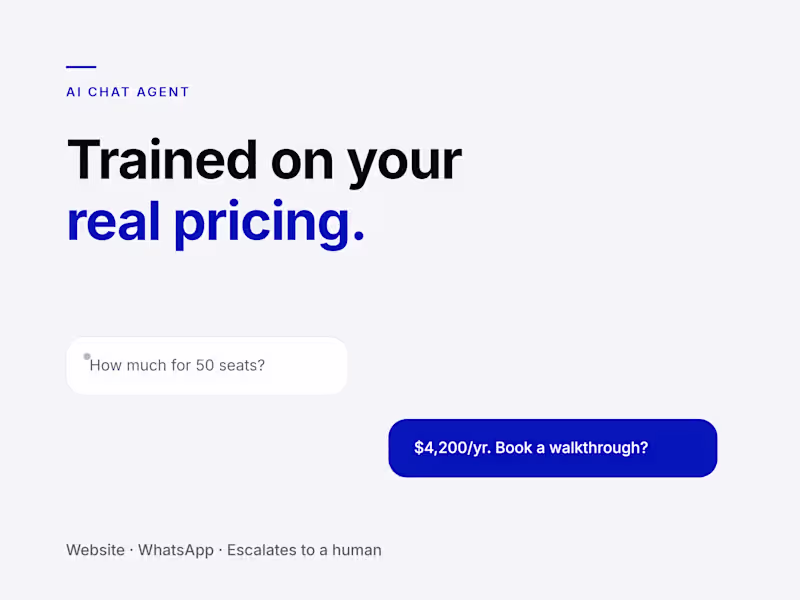 Cover image for AI Chat Agent Trained on Your Real Pricing & Edge Cases