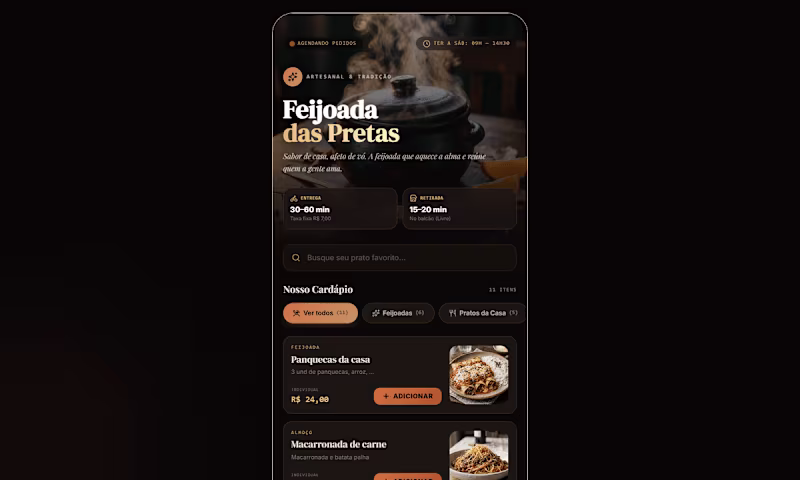 Cover image for Feijoada das Pretas - Digital Menu & Ordering