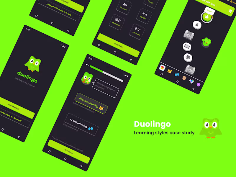 Cover image for Concept UX Case Study – Exploring Learning Styles in Duolingo