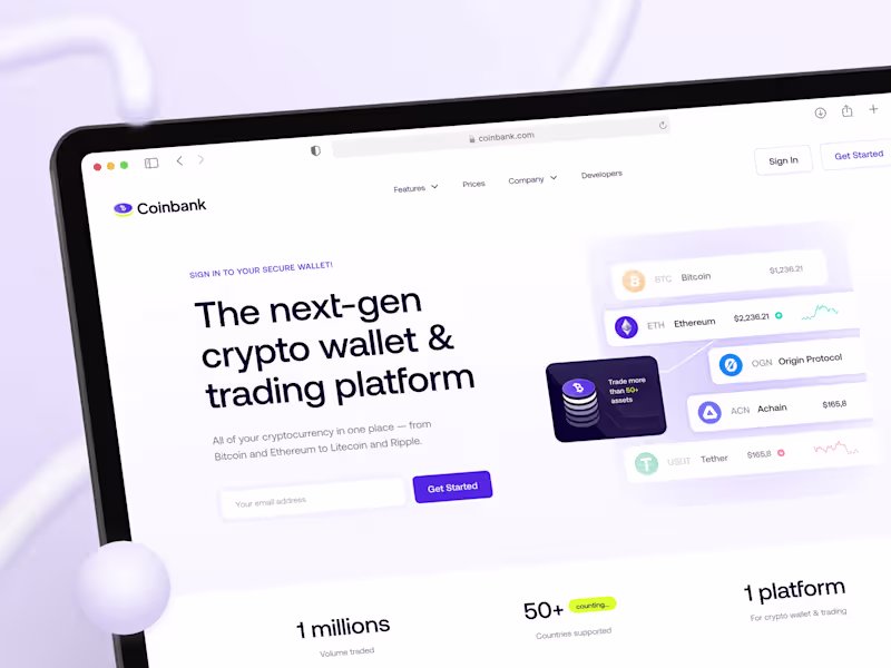 Cover image for Coinbank – Crypto Wallet & Trading Dashboard UI