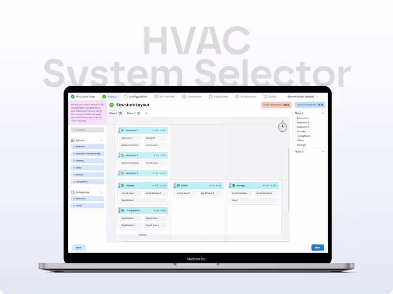 Cover image for HVAC sales tool built around the consultant