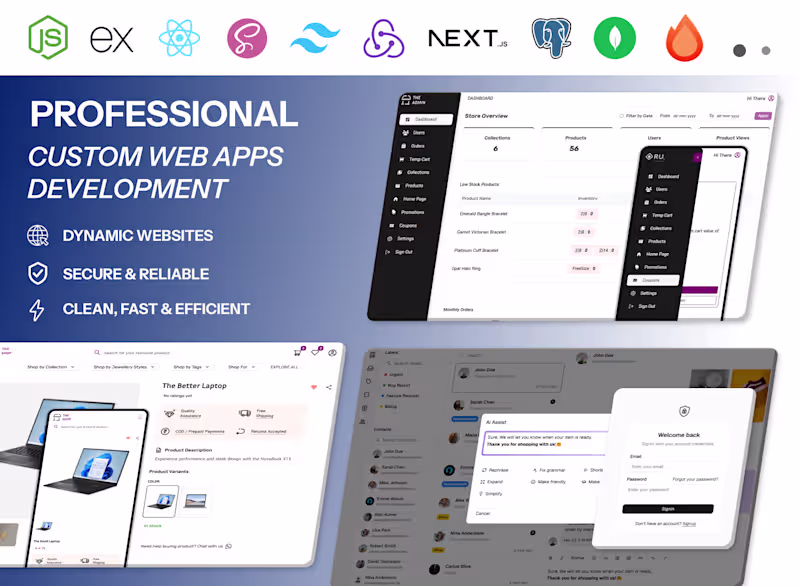 Cover image for Custom Web App, Dynamic Website, Full-Stack Website Development