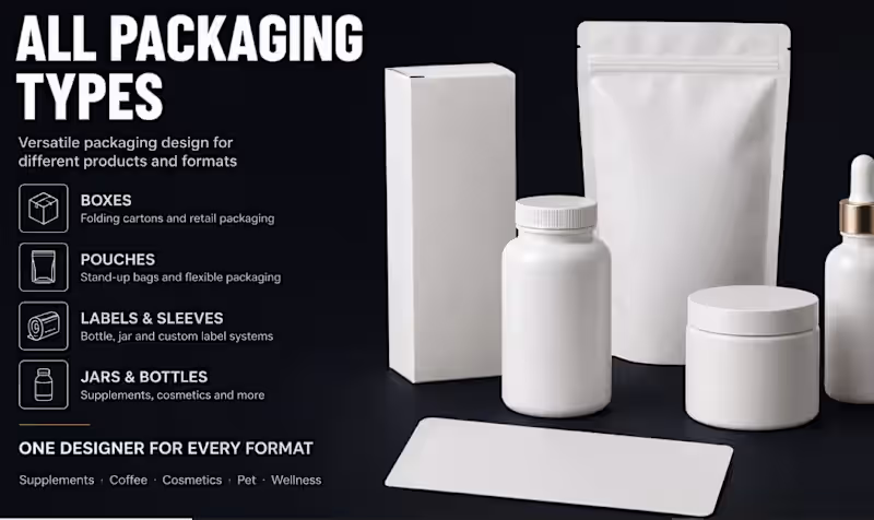 Cover image for Product Packaging design, label design, box and pouch packaging