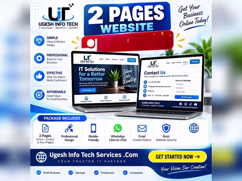 Cover image for Professional  2 Pages Website Design & Redesign.