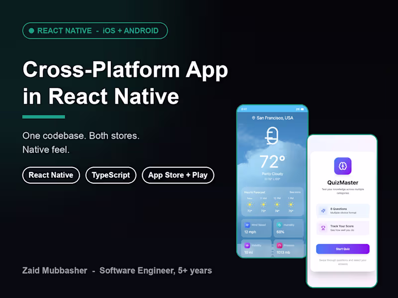 Cover image for React Native App Development — iOS + Android