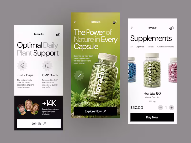 Cover image for Mobile E-commerce Design for Supplements Brand