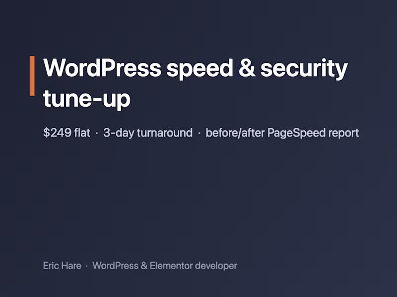 Cover image for WordPress speed & security tune-up