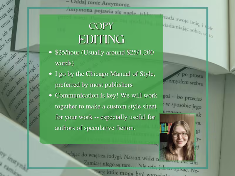Cover image for Copy Edit for your novel or novella