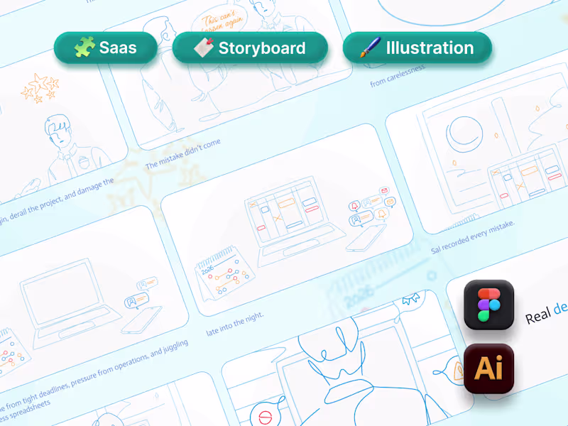 Cover image for Line Art Storyboard & Character Design for B2B SaaS Intro