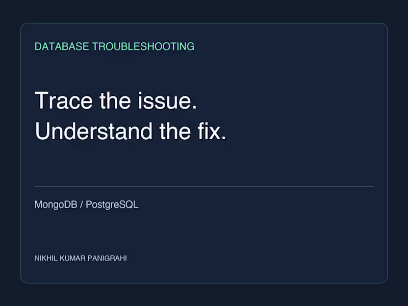 Cover image for Database & Backend Troubleshooting