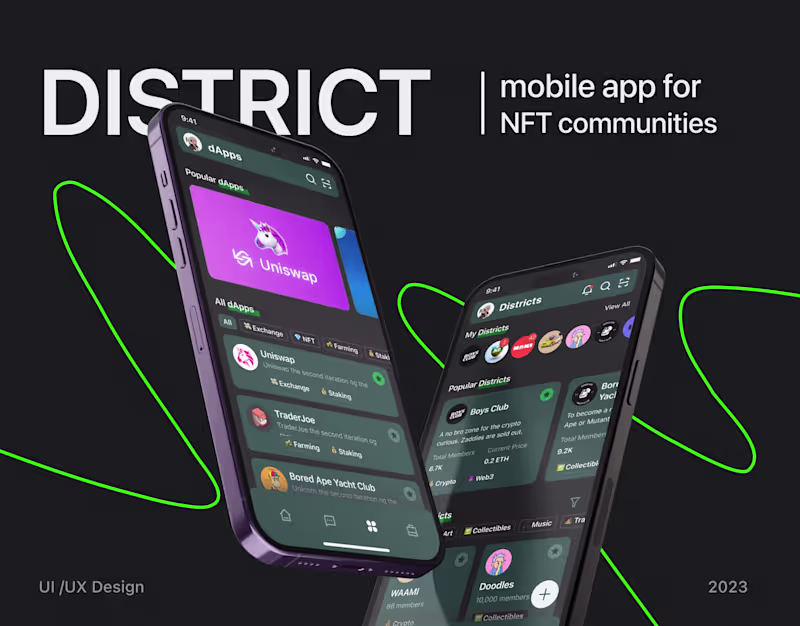 Cover image for ↗️DISTRICT - MOBILE APP DESIGN FOR CRYPTO & NFT