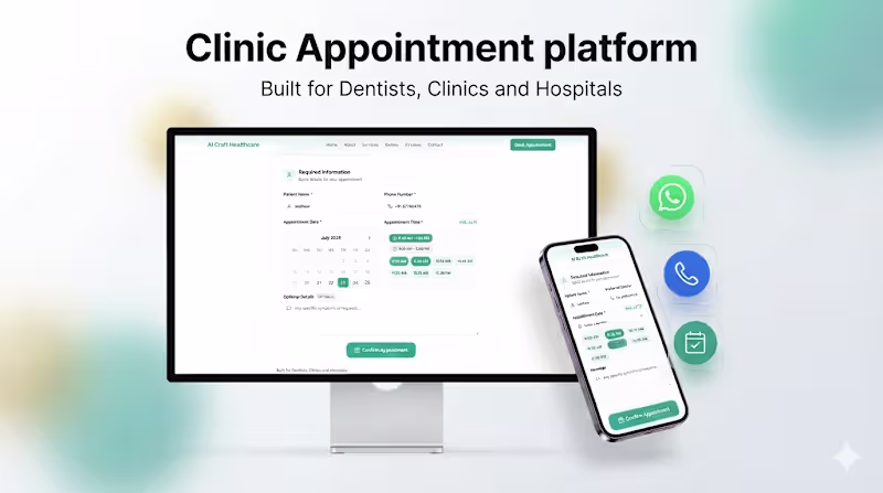 Cover image for Reusable Healthcare Booking Platfform | WhatsApp Automation