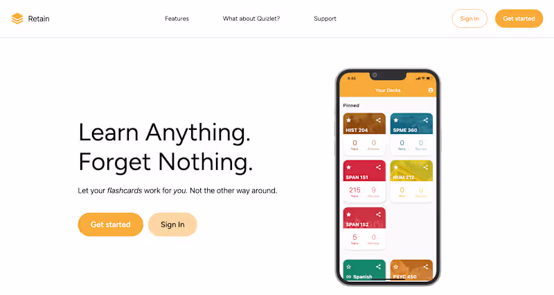 Cover image for Retain Flashcards App