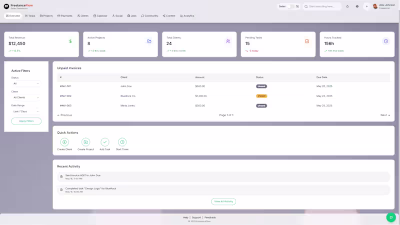 Cover image for FreelanceFlow – AI-Powered Freelance Business Manager