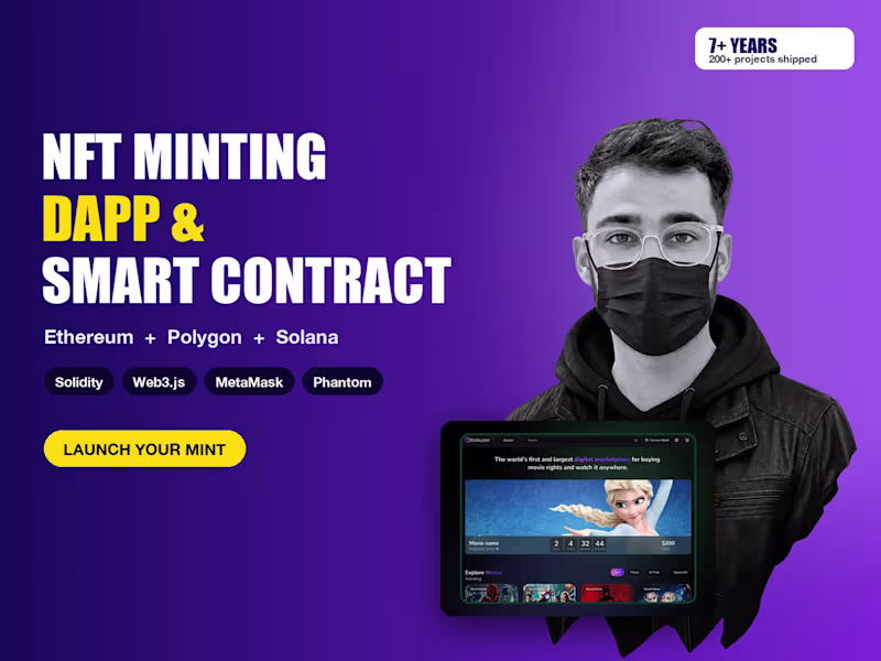 Cover image for NFT Minting dApp, NFT Website and Smart Contract on Solana, ETH