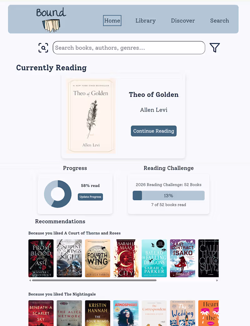 Cover image for Bound - React Reading Tracker App