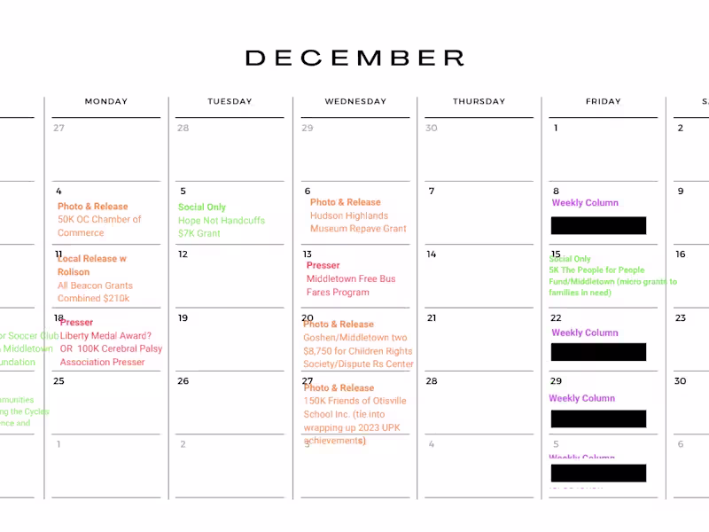 Cover image for Social Media and Press Content Calendar 