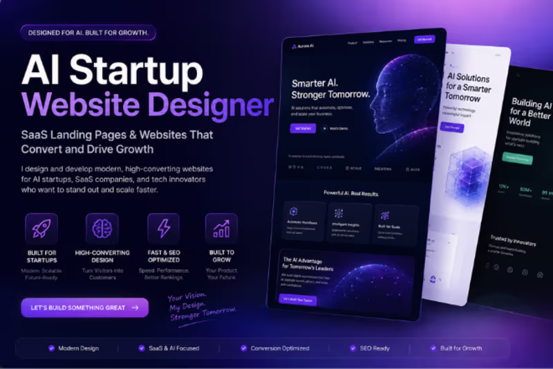 Cover image for Create AI Startup Website Designer, SaaS Landing Page