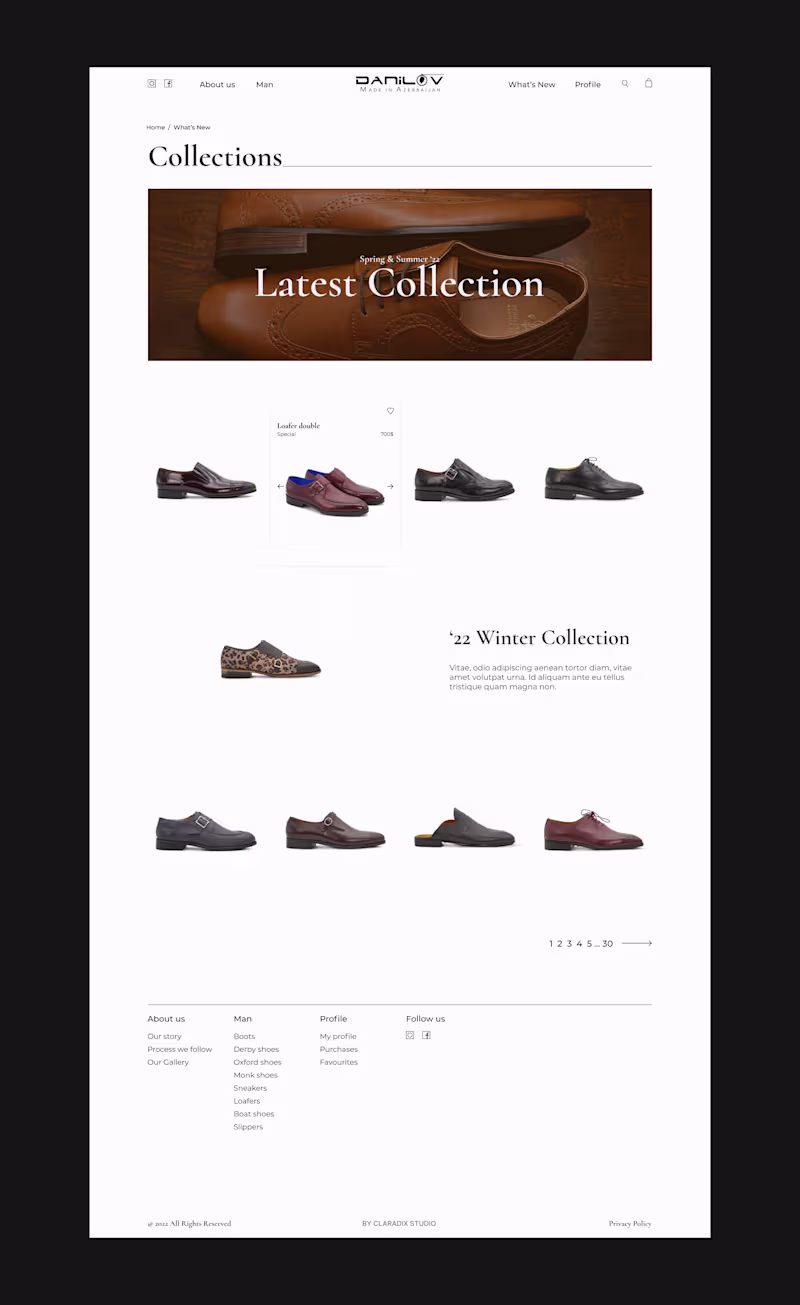 Cover image for Danilov Shoes E-commerce Website Design