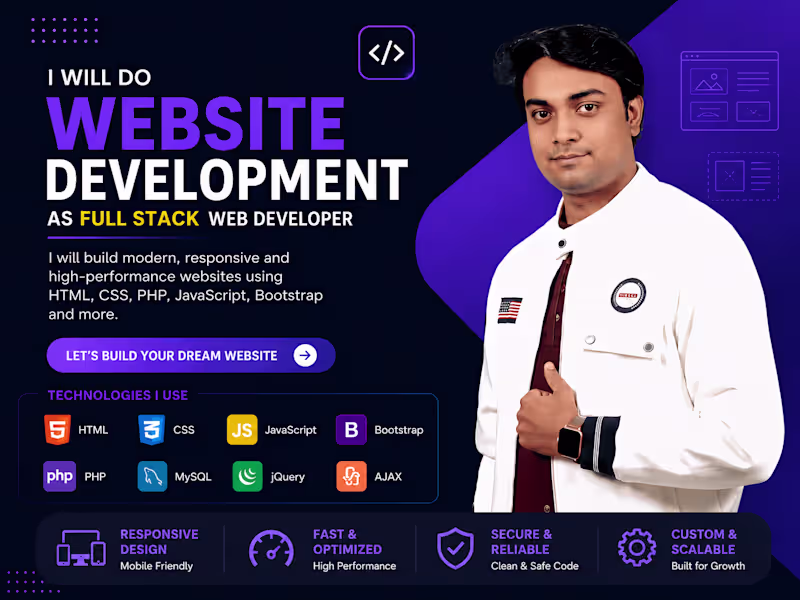 Cover image for I will do website development as full stack web developer